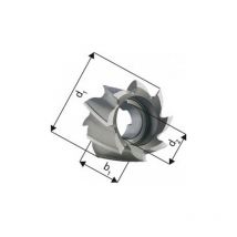 Fraise cylindrique en bout, Type n, 25°, en acier à coupe rapide à 5% de cobalt, ø x Larg. : d1 - k10 x b1 - k16 : 40 x 32 mm, Alésage d2 - H7 16 mm