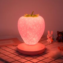Lámpara de noche táctil con forma de fresa, luz nocturna led, luz nocturna de silicona con diseño de fresa, lámpara de noche, luz led de fresa rosa