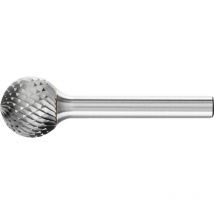 Fraise sur tige de 6 mm, en carbure, forme sphérique kud, denture 4, Forme : kud 1614, ø de la tête 16 mm, Long. de tête 14,3 mm, Long. totale : 54 mm