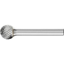 Fraise sur tige de 6 mm, en carbure, forme sphérique kud, denture 4, Forme : kud 1210, ø de la tête 12 mm, Long. de tête 10,8 mm, Long. totale : 50 mm