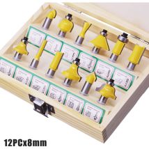 Fraises Defonceuse 8mm, Coffret de 15 Fraises à Rainurer Bois en Carbure de Tungstène, Professionnelles Pour le Travail du Bois, Kit Fraise