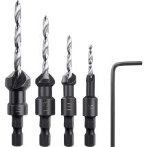 Mezheng - 4 Pièces Hexagonale Fraise Conique Forets avec un Petite Clé, Fraise Bois Conique Convient aux Panneaux de Bois ou de Plastiquez-Fei Yu