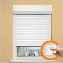 Volet roulant double parois H140 cm x L120 cm pvc recoupable en largeur et hauteur - Manoeuvre électrique filaire - Coloris b...