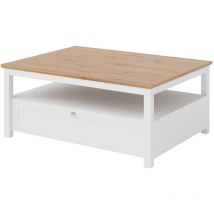 Bestmobilier - Francesco - table basse - bois et blanc - 104 cm