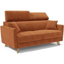 Francy Schlafsofa mit verstellbaren Kopfstützen aus abwaschbarem Stoff T17 160 cm (mat. 120x197) Orange