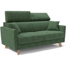 Divani.store - Francy Schlafsofa mit verstellbaren Kopfstützen aus abwaschbarem Stoff T17 180 cm (mat. 140x197) Grün