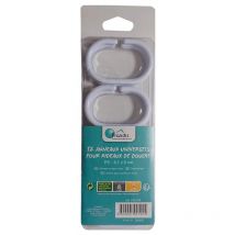 12 Anelli per tenda da doccia bianchi, 4,1 x 6 cm