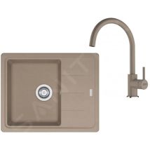Franke - Colonnes - Ensemble G278KA, évier en fragranit bfg 611-62 et robinetterie FP 6018.424, cachemire 114.0700.800