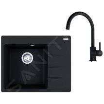 Franke - Colonnes - Set de cuisine G270O, évier en fragranit cng 611-62 TL/2 + robinet fc 6018.071, onyx 114.0700.771