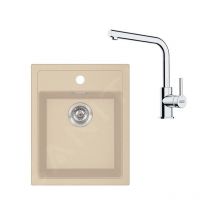 Colonnes - Set de cuisine T113BE, évier en tectonite sid 610-40 + robinet fn 3230.031, beige / chrome 143.0687.383 - Franke