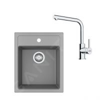 Franke - Colonnes - Set de cuisine T113Š, évier en tectonite sid 610-40 + robinet fn 3230.031, gris / chrome 143.0687.333