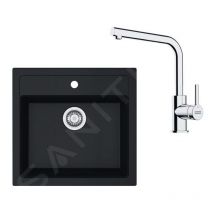 Franke - Colonnes - Set de cuisine T114Č,évier en tectonite sid 610, noir + robinet fn 3230.031, noir / chrome 143.0687.294