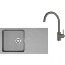 Franke - Colonnes - Set de cuisine T120Š, évier en tectonite oid 611+ robinet fn 6018.084, gris / gris pierre 143.0687.379