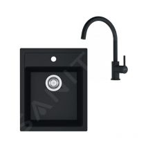Franke - Colonnes - Set de cuisine T121Č,évier en tectonite sid 610-40 + robinet fn 6018.901, noir / noir mat 143.0687.336