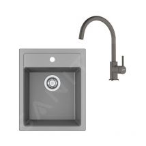 Colonnes - Set de cuisine T121Š, évier en tectonite sid 610-40 + robinet fn 6018.084, gris / gris pierre 143.0687.385 - Franke