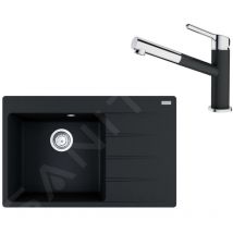 Colonnes - Set G219, évier en fragranit cng 611-78 tl / 2 et mitigeur fc 3055.071, onyx / chrome 114.0650.826 - Franke