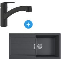 Franke - Set Sirius Küchenspüle in Tectonite 1000x500mm Mattschwarz + start Einhebelmischer mit Brause (S2D611-100C-START1)