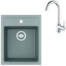 Franke - Sets - Küchenset T100, Tectonite-Spüle sid 610-40 und Armatur fp 9000.031, grau / chrom 143.0675.705