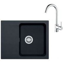 Franke - Sets - Set T94, Tectonite-Spüle oid 611-62 und Armatur fp 9000.031, schwarz / chrom 143.0675.615