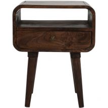 Franklin Dark Mango Wood Bedside Table with Drawer