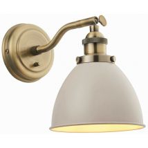 Franklin - 1 Light Wall Satin Taupe, Antique Brass Plate, E14 - Endon