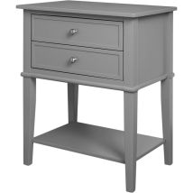 Franklin - Table D'Appoint Avec 2 Tiroirs En Mélaminé Gris