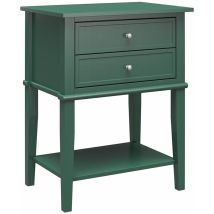 Franklin - Table D'Appoint Avec 2 Tiroirs En Mélaminé Vert Foncé