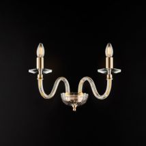 Bonetti Illumina - Franz - Applique en fer doré avec verre transparent 2 lumières .39 - P.25 - BL275-AP2-OR