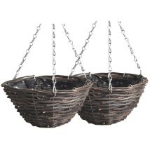 Frcolor Panier suspendu Pot de fleurs Pot de fleurs Plante Rotin Osier Vase tissé Balcon Support de paille Pots Conteneur de rangement Pépinière
