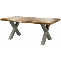 Freeform 5 tavolo da pranzo in legno di mango - verniciato natur / gambe in ferro x argento matt 180x90