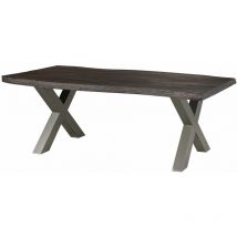 Freeform 5 tavolo da pranzo in legno di mango - verniciato grigio / gambe in ferro x argento matt 180x90
