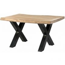Massivmoebel24 - freeform 5 tavolo da pranzo in legno di mango - verniciato beige / gambe in ferro x antracite lucido 140x90