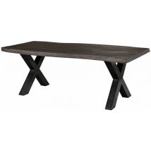 FREEFORM 5 tavolo da pranzo in legno di mango - verniciato grigio / gambe in ferro X antracite lucido 200x100