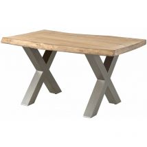 Freeform 5 tavolo da pranzo in legno di mango - verniciato beige / gambe in ferro x argento matt 160x90