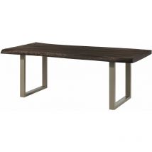 Massivmoebel24 - freeform 5 tavolo da pranzo in legno di mango - verniciato grigio / gambe in ferro u argento matt 200x100