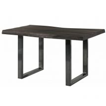 Table à manger 160x90 en bois de manguier laqué gris taupe pieds en u anthracite brillant freeform 5