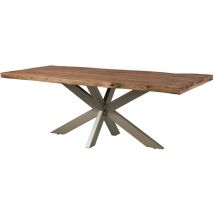 Freeform 5 Tavolo da pranzo in legno di sheesham - decapato / grigio - gambe ad x argento matt 200x100