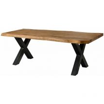Massivmoebel24 - freeform 5 tavolo da pranzo in legno di sheesham - verniciato natur / gambe in ferro x antracite lucido 180x90