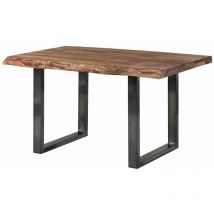 Massivmoebel24 - freeform 5 tavolo da pranzo in legno di sheesham - verniciato grigio / gambe in ferro u antracite lucido 140x90