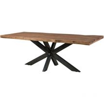 Freeform 5 Table de salle à manger en sheesham - décapé / gris - pieds en x anthracite lacqué 240x100