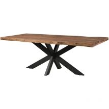 FREEFORM 5 Table de salle à manger en sheesham - décapé / gris - pieds en X anthracite mat 260x100