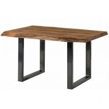 Massivmoebel24 - Table à manger 160x90 en bois de Sheesham bois naturel pieds en u anthracite brillant freeform 5