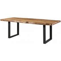 Massivmoebel24 - Table à manger 180x90 en bois de Sheesham sablé bois naturel pieds en u anthracite mat freeform 5