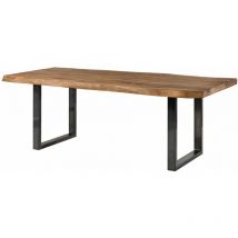 Table à manger 200x100 en bois de Sheesham bois naturel pieds en U anthracite brillant FREEFORM 5