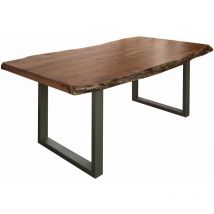 Massivmoebel24 - freeform 5 Tavolo da pranzo in legno di acacia - laccato natur / gambe in ferro - argento mat 160x90x77