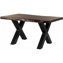 Massivmoebel24 - Tavolo da pranzo in legno acacia - laccato marone / ferro x - antracite lucido 160x90x77 freeform 5