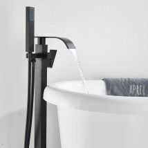 Zamery - Freestanding Bath Taps Bathroom Mixer Tap Bathtub Tap Handheld Shower Head Floor Mounted Brass Black