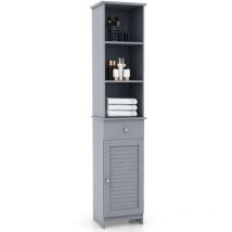 Freestanding Bathroom Storage Cabinet with 3 Open Shelves-Grey
