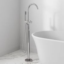 Aquari - Freestanding Bathroom Tap Bath Shower Mixer Chrome Floor Mounted Free Standing