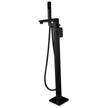 Invena - Freestanding Black Bath Tap Rectangle Shaped Bathtub Tall Faucet Shower Mixer